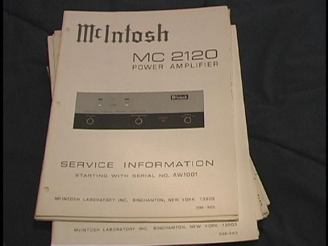 MC 2120 Power Amplifier Service Manual for Serial No. AW1001 and Up.