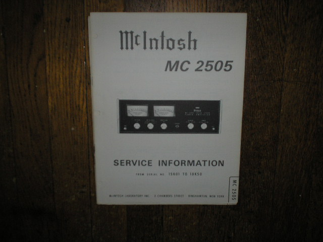 MC 2505 Amplifier Service Manual for Serial No.15K01 to 18K50 