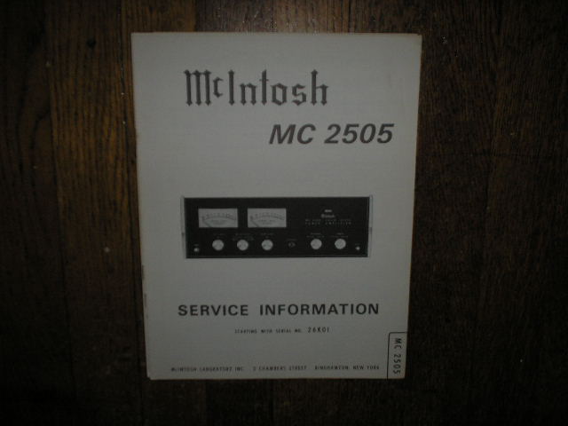 MC 2505 Amplifier Service Manual for Serial No.26K01 and Up.