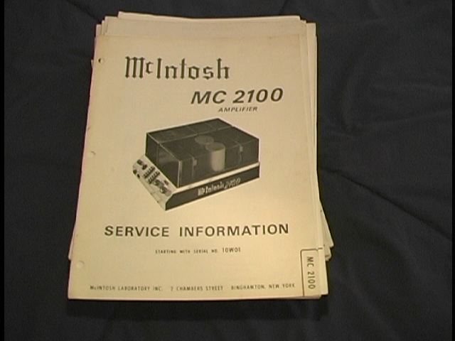 MC 2100 Power Amplifier Service Manual Starting with Serial No 10W01