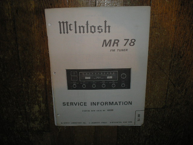 MR-78 FM Tuner Service Manual Starting with Serial No AD1001
