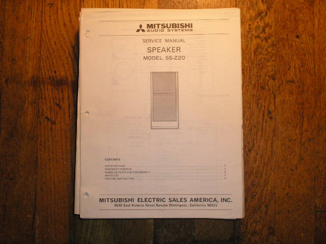 SS-Z20 Speaker Service Manual