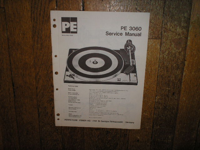 PE 3060 Turntable Sevice Manual
