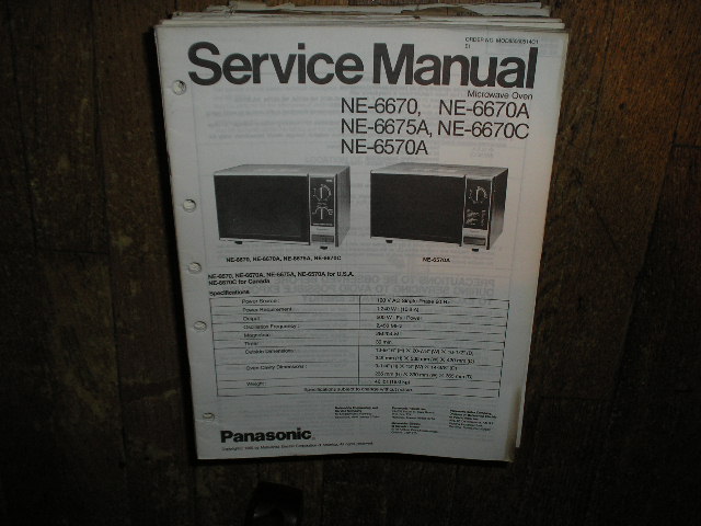 NE-6570A NE-6670 NE-6670A NE-6670C NE-6675A Microwave Oven Service Repair Manual