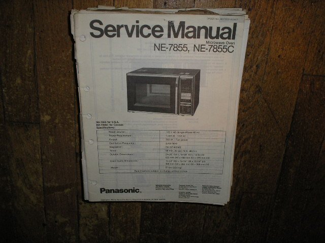 NE-7855 NE-7855C Microwave Oven Service  Repair Manual