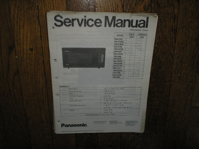 NN-5360 NN-5360A NN-5460 NN-5460A NN-5470 NN-5470A Microwave Oven Service Manual 