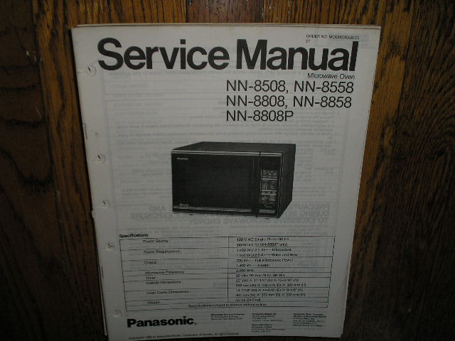 NN-8508 NN-8558 NN-8808 NN-8808P NN-8858 Microwave Oven Service Manual