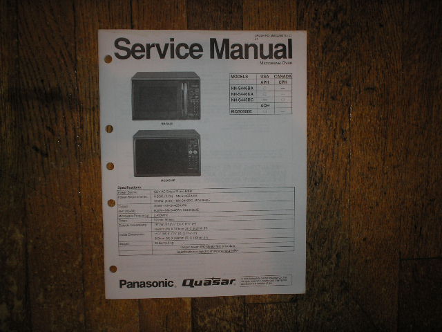 NN-S446BA NN-S446BC NN-S446KA QUASAR MQS0600E Microwave Oven Service Manual