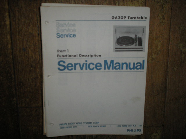 Philips NAP GA209 Turntable Service Manual