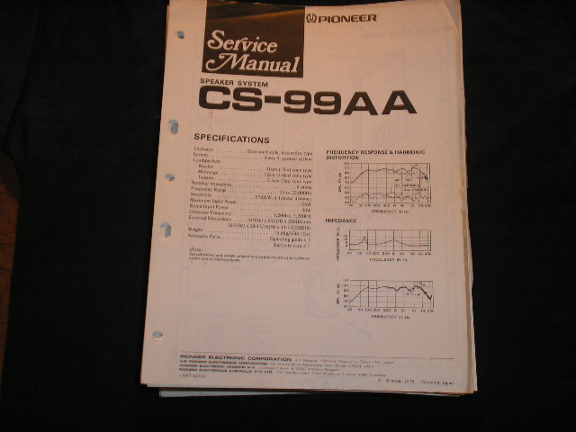 Pioneer CS-99AA Speaker System
Service Manual ART-422