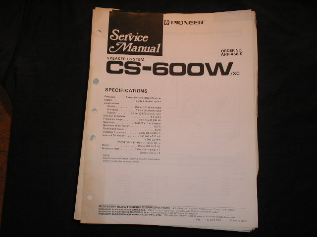 CS-600W Speaker System Service Manual ARP-456




