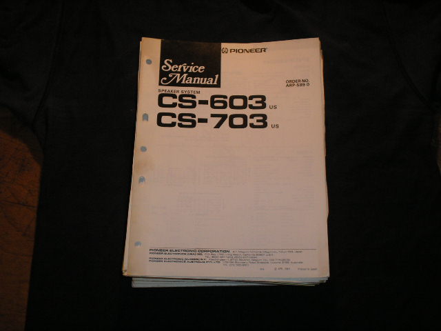 CS-603 CS-703 Speaker System Service Manual ARP-589




