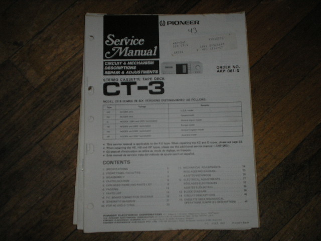 CT-3 Cassette Deck Service Manual