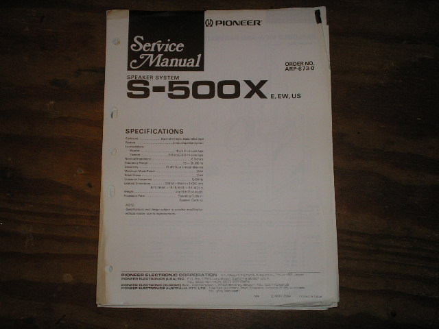 S-500X Speaker System Service Manual ARP-673