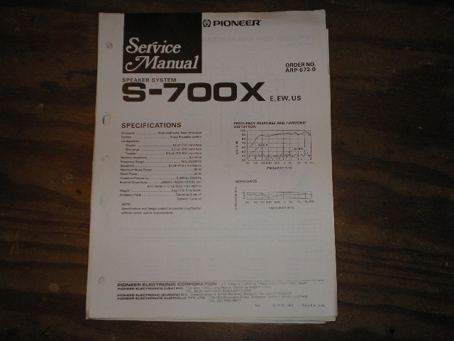 S-700X Speaker System Service Manual ARP-672