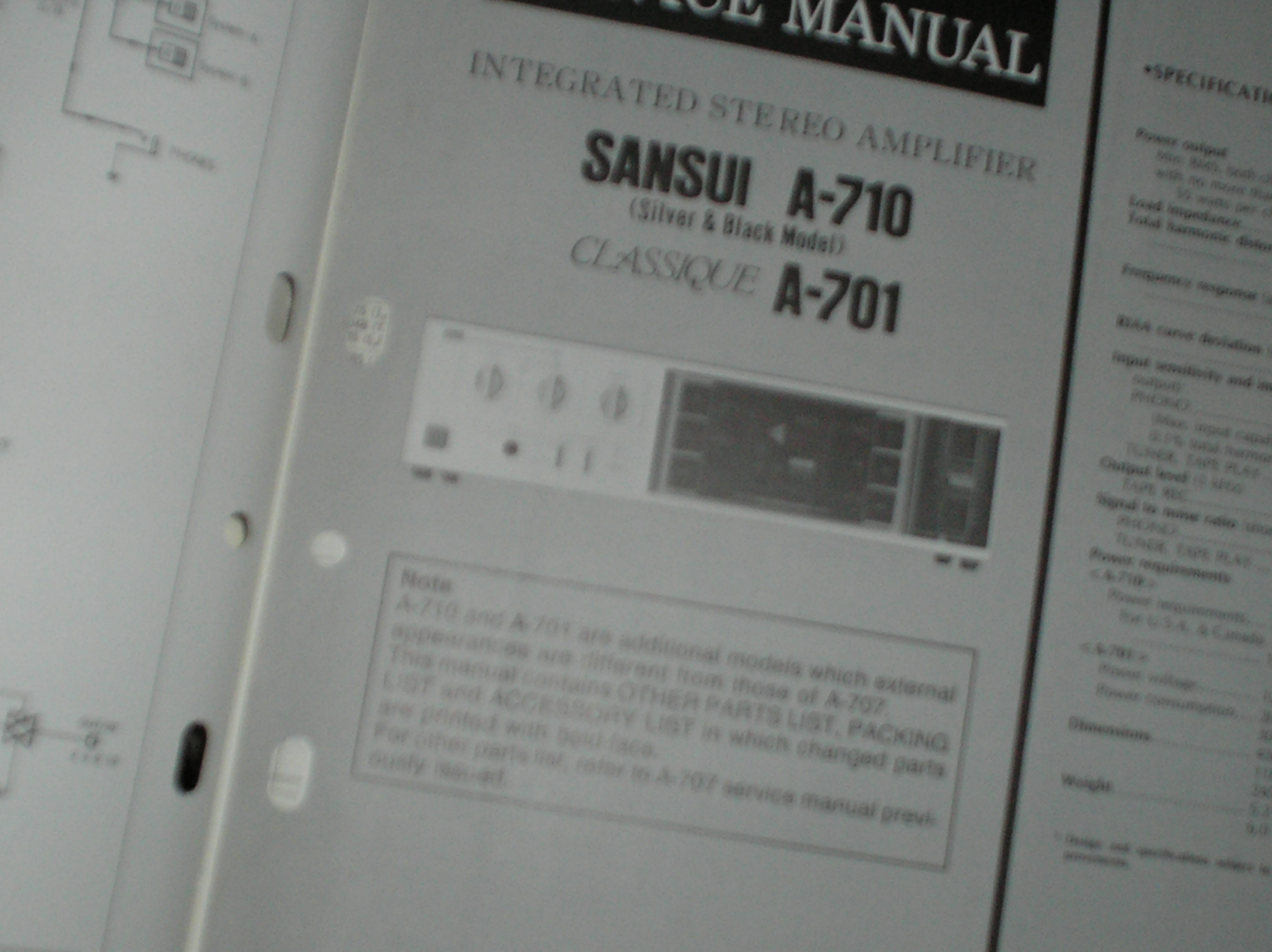 A-701 A-710 Classique Amplifier Service Manual