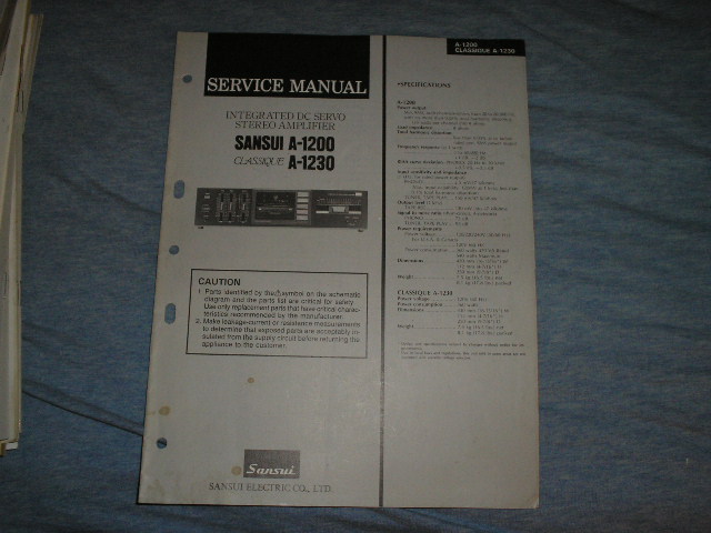 A-1200 A-1230 Classique Amplifier Service Manual