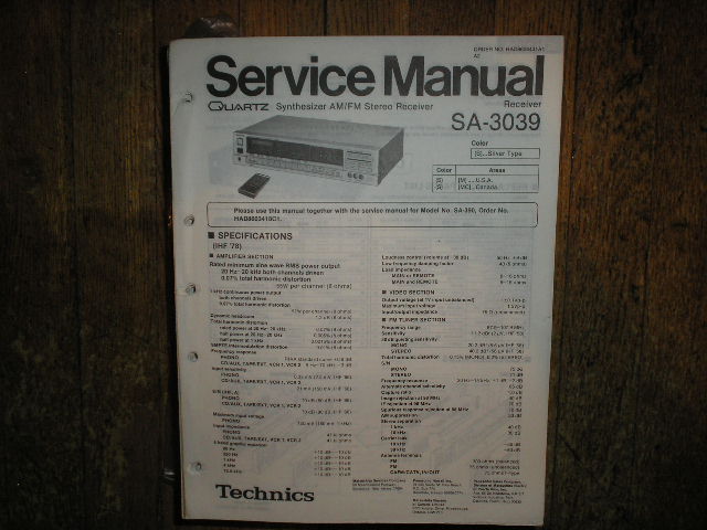 SA-3039 Receiver Service Manual
