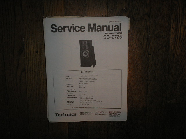 SB-2725 Speaker System Service Manual