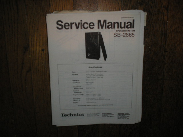 SB-2865 Speaker System Service Manual