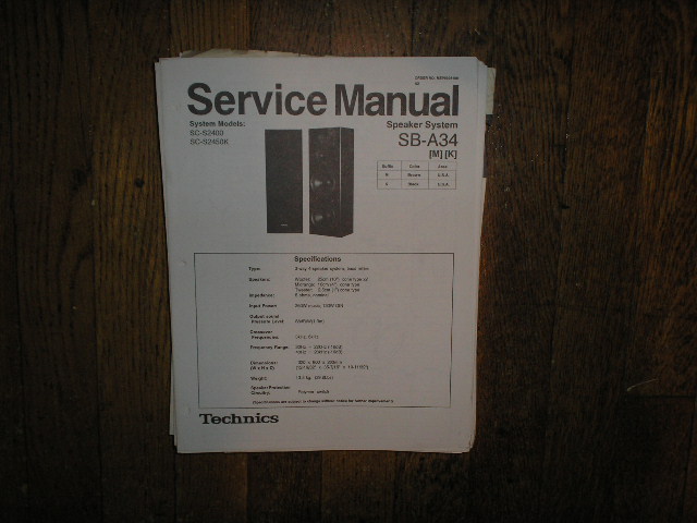SB-A34 Speaker System Service Manual