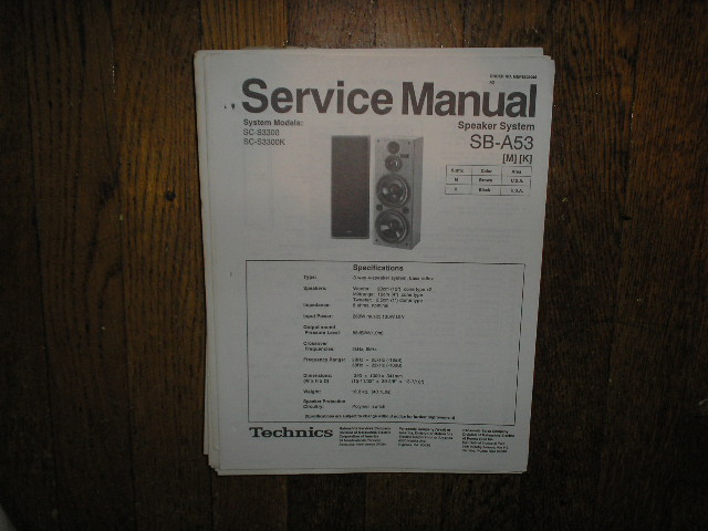 SB-A53 Speaker System Service Manual