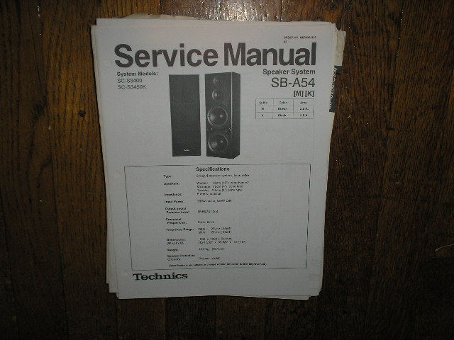 SB-A54 Speaker System Service Manual