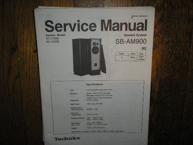 SB-AM900 Speaker System Service Manual