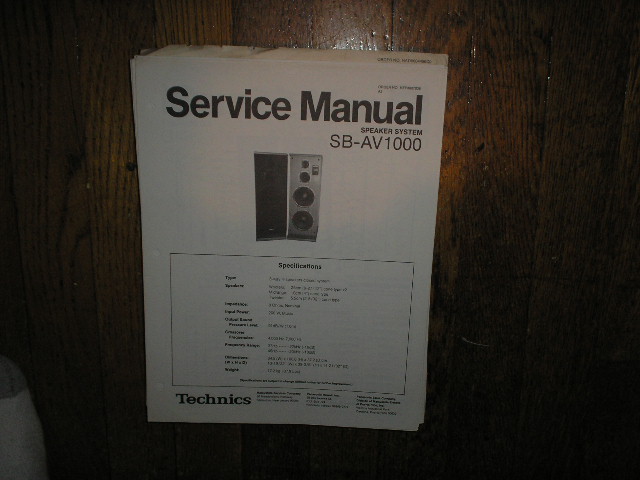 SB-AV1000 Speaker System Service Manual