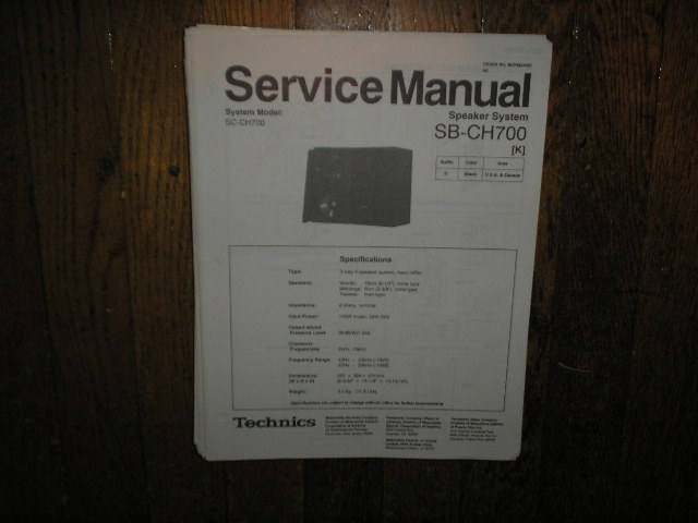 SB-CH700 Speaker System Service Manual