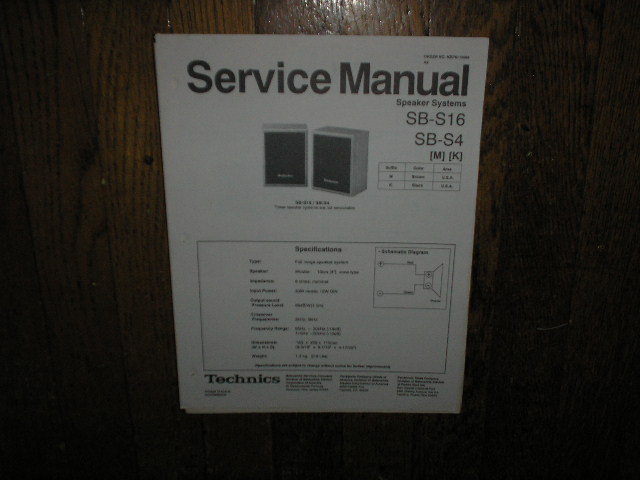 SB-S4 SB-S16 Speaker System Service Manual