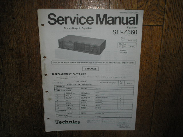 SH-Z360 Equalizer Service Manual