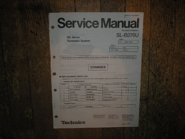 SL-B270U Turntable Service Manual.  Comes with SL-BD26U also..