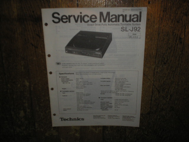 SL-J92 Turntable Service Manual