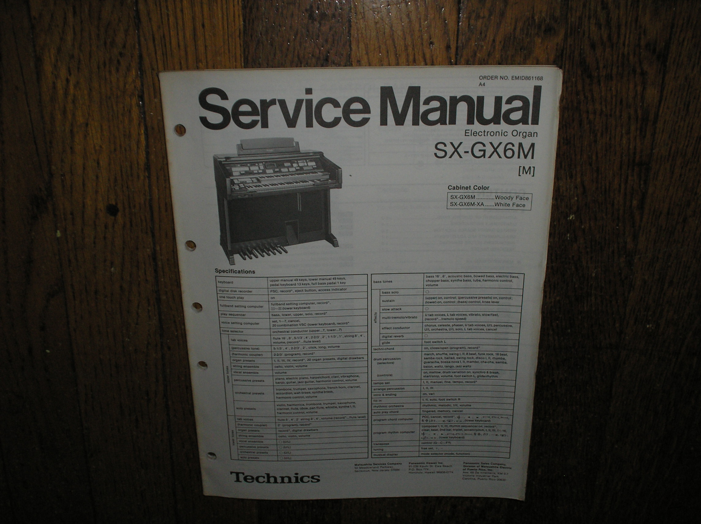 SX-GX6M SX-GX6XA Electric Organ Service Manual