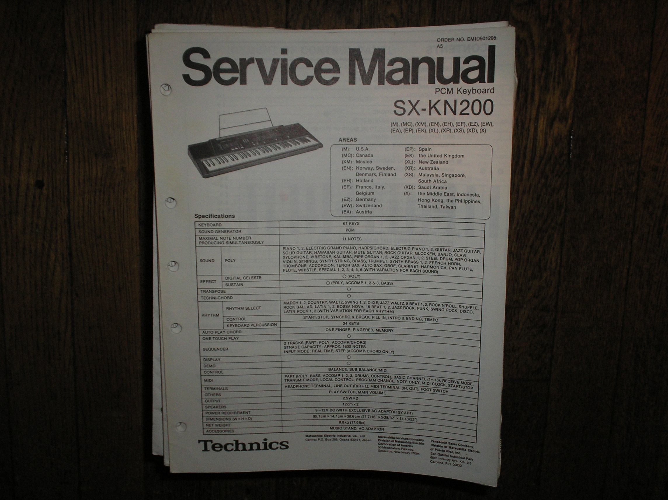 SX-KN200 PCM Keyboard Service Manual