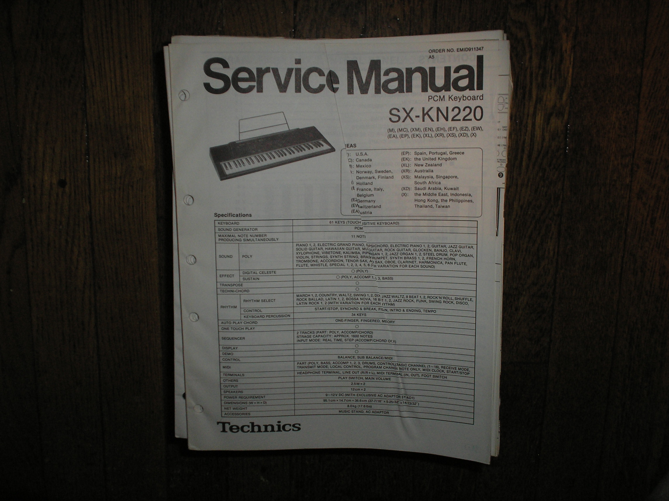 SX-KN220 PCM Keyboard Service Manual