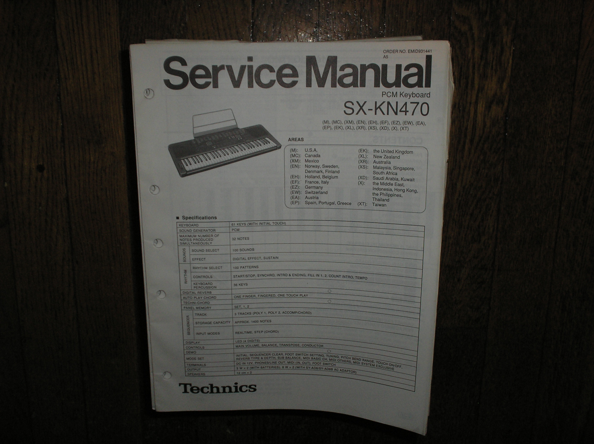 SX-KN470 PCM Keyboard Service Manual
