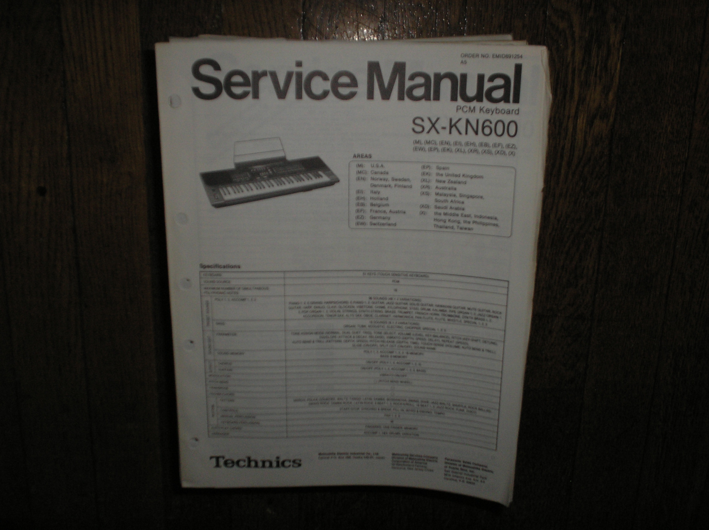SX-KN600 PCM Keyboard Service Manual