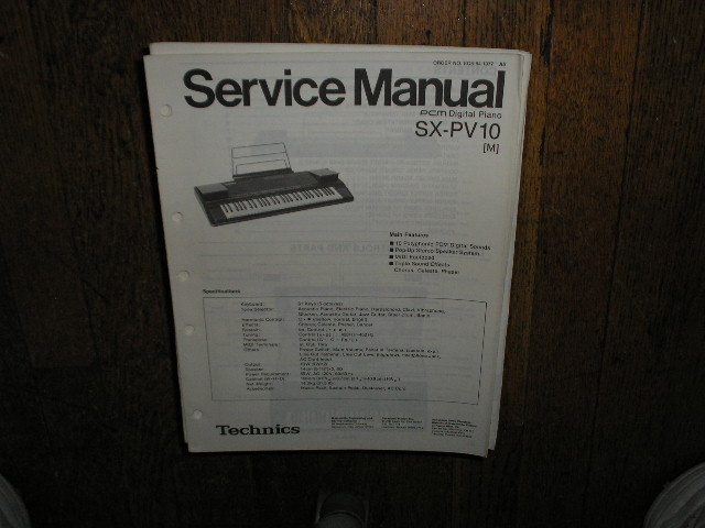 SX-PV10 PCM Digital Piano Service Manual