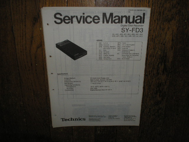 SY-FD3 Digital Disk Recorder Service Manual.  May need manual for SY-FD1 for complete service manual since the units are connected..
