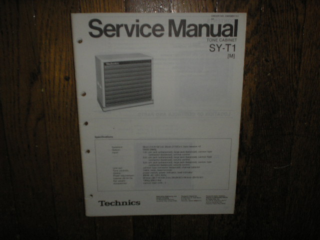 SY-T1 Speaker System Tone Cabinet Service Manual