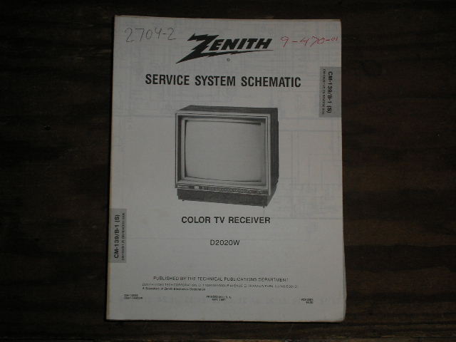 D2020W TV Service Diagram CM-139 B-1 S T Chassis Television Service Information With Schematics