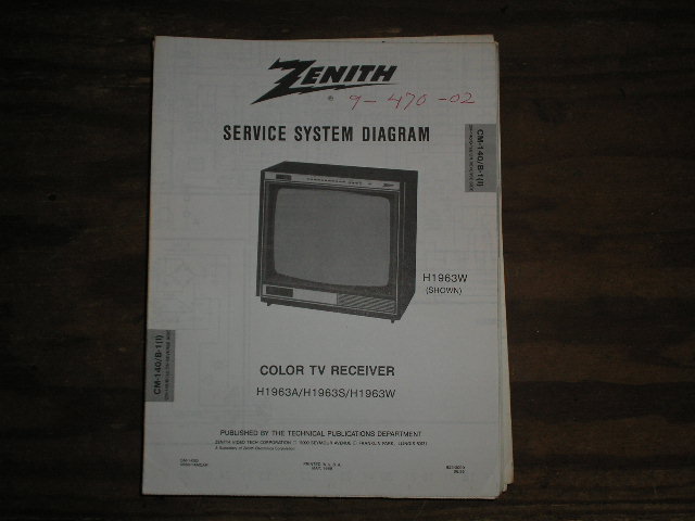 H1963A H 1963S H1963W TV Service Diagram Television Service Information With Schematics