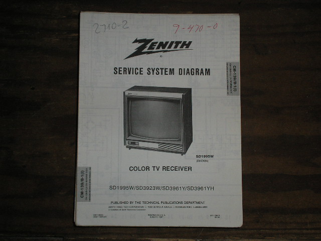 SD1995W SD3923W SD3961Y SD3961YH TV Service Diagram CM-139 B-1 I J Chassis Television Service Information With Schematics