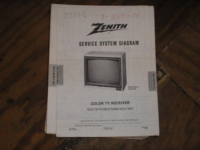 SD2787H SD2789W SD2789Y TV_Service Diagram CM-139 B-3 C D Chassis Television Service Information With Schematics