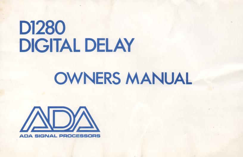 D1280 Digital Delay Owners Instruction Manual