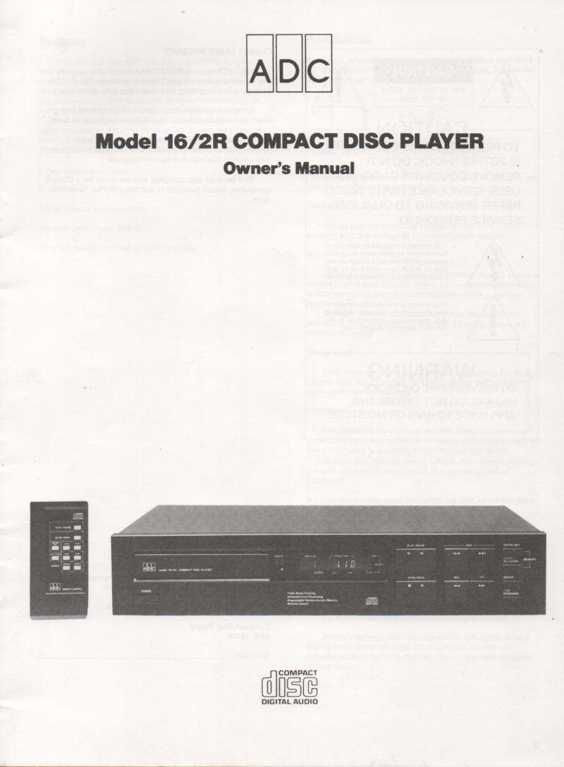16/2R CD Player Owners Manual