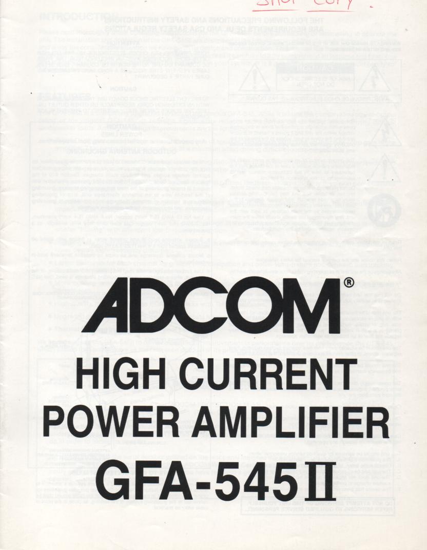 GFA-545 II Power Amplifier Owners Manual