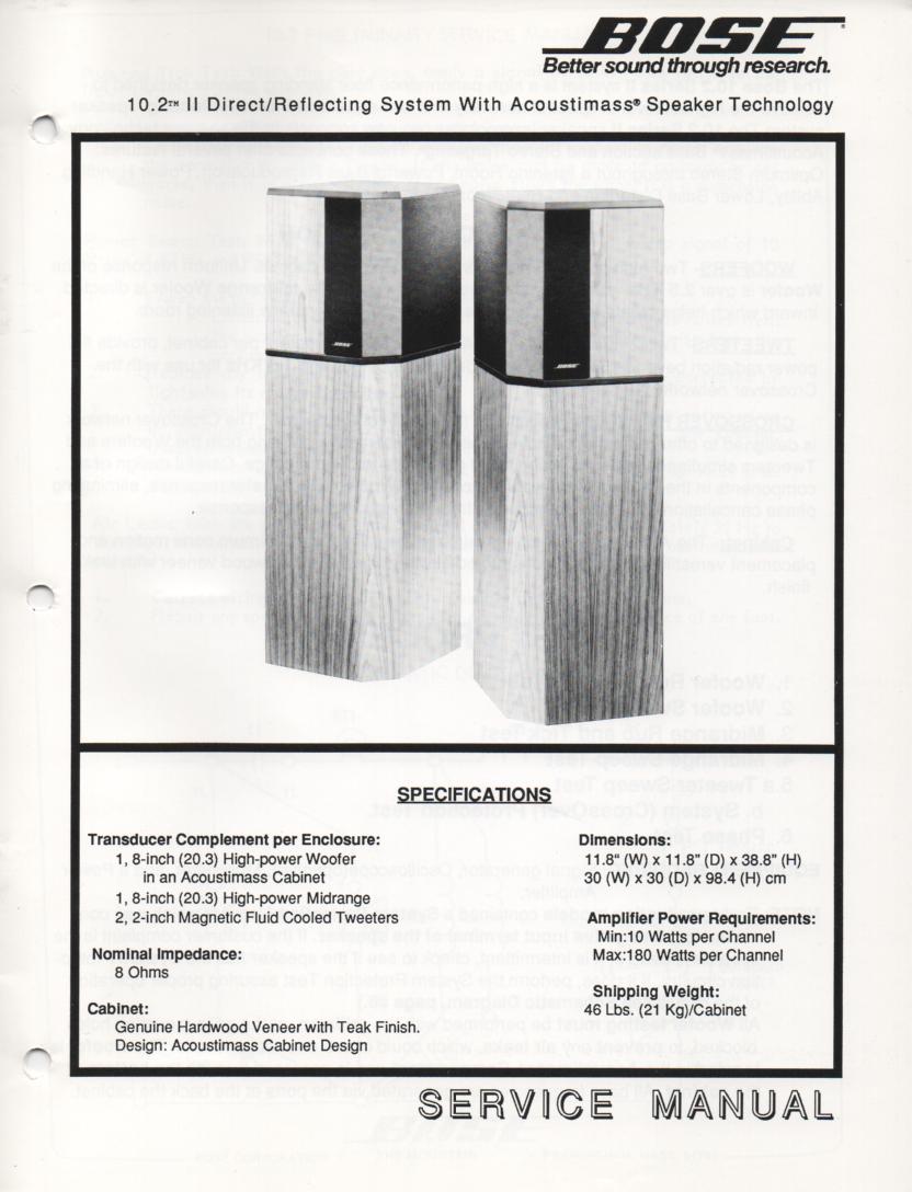 10.2 Series II Direct Reflecting Speaker System Service Manual